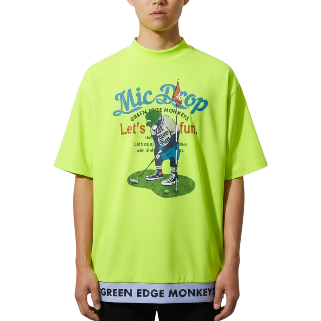 【GREEN EDGE MONKEYS】Ribbed hem mock neck モックネック Tシャツ YELLOW (ZZGEM-60353003)