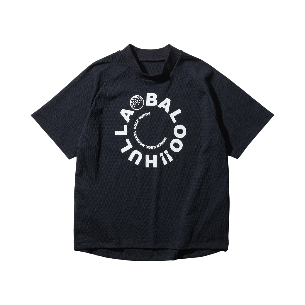GREEN EDGE MONKEYS】Popcorn knit mock モックネック Tシャツ BLACK