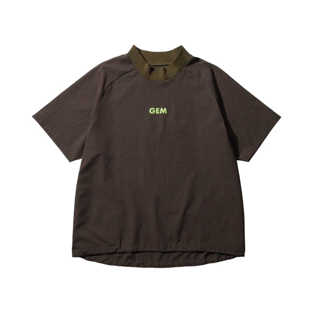 GREEN EDGE MONKEYS】Dot air mock neck モックネック Tシャツ BROWN