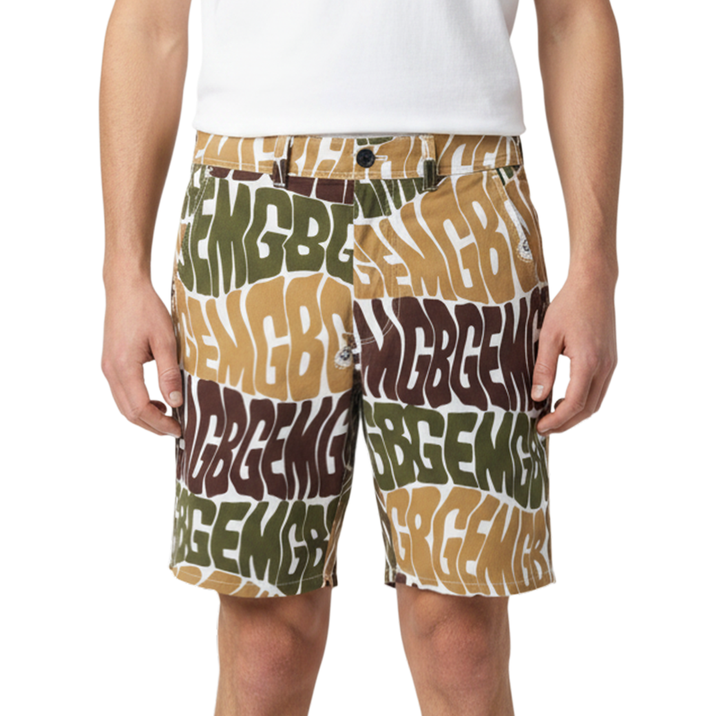 【GREEN EDGE MONKEYS】Original logo print pants ショートパンツ BEIGE (ZZGEM-60355106)