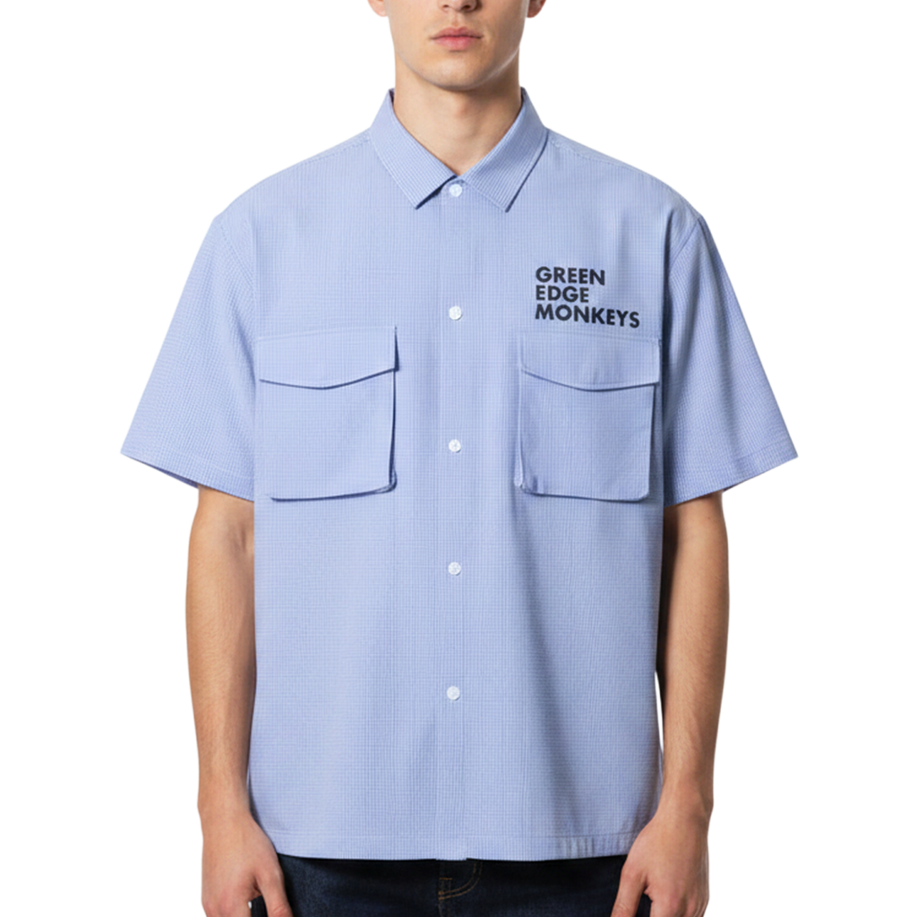 【GREEN EDGE MONKEYS】Knit soccer Shirt シャツ M L XL Clear Blue (ZZGEM-60358001)