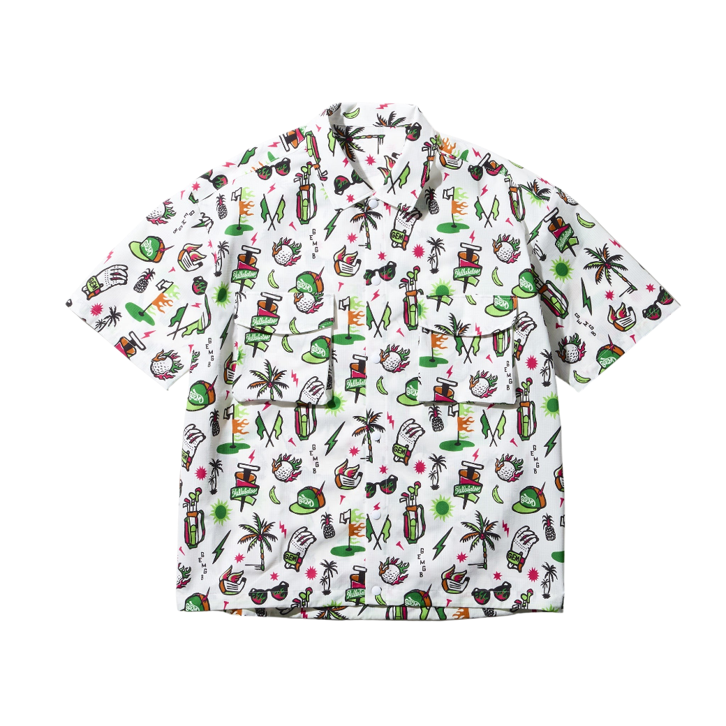 【GREEN EDGE MONKEYS】Original print Shirt シャツ M L XL WHITE (ZZGEM-60358002)