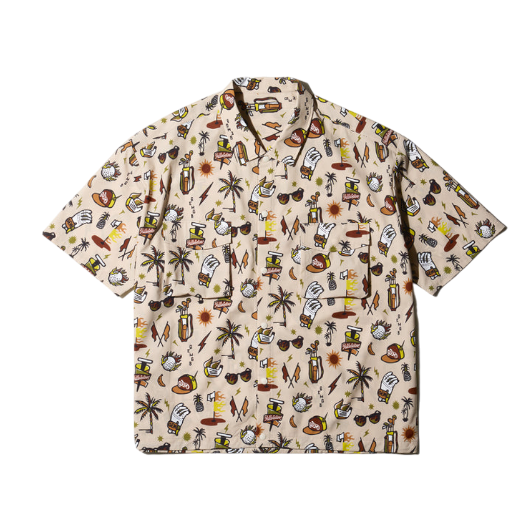【GREEN EDGE MONKEYS】Original print Shirt シャツ M L XL BEIGE (ZZGEM-60358002)