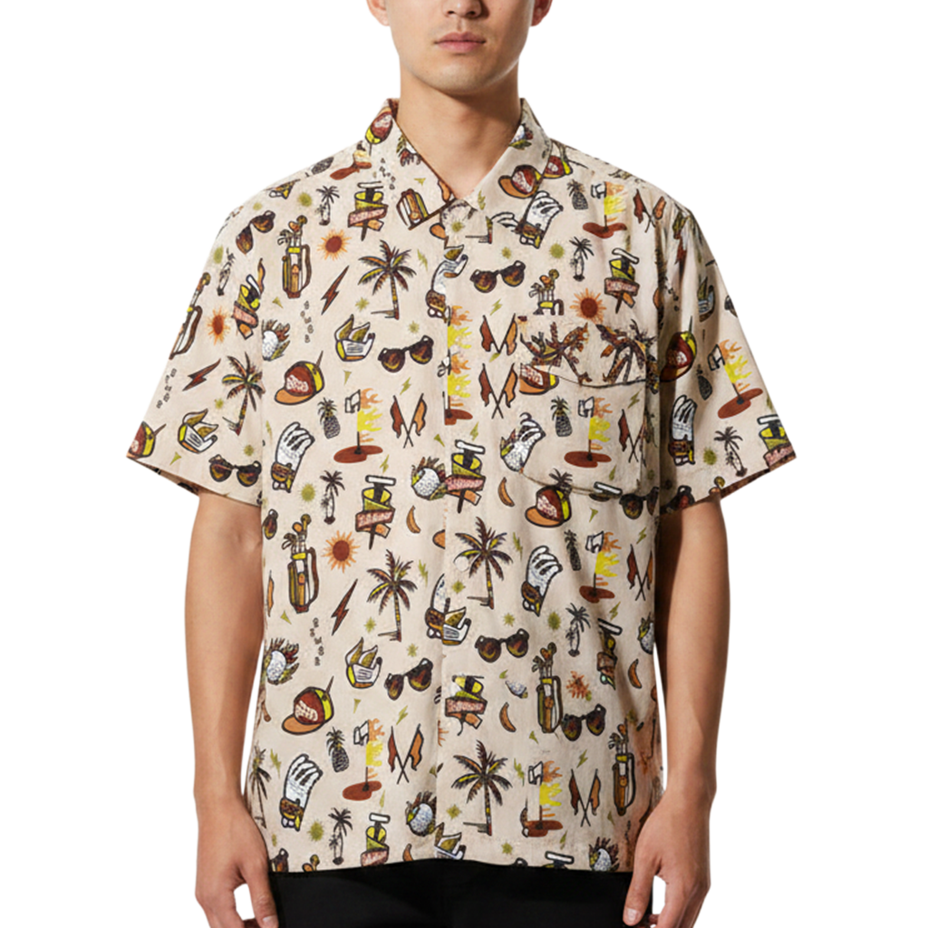 【GREEN EDGE MONKEYS】Original print Shirt シャツ M L XL BEIGE (ZZGEM-60358002)
