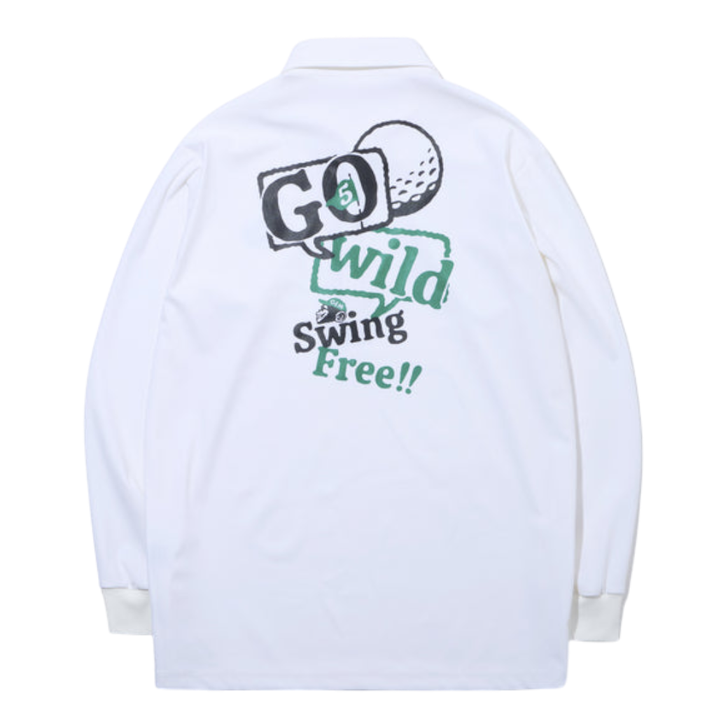 【GREEN EDGE MONKEYS】Stretch kanoko long sleeve polo ポロシャツ WHITE (ZZGEM-60363001)
