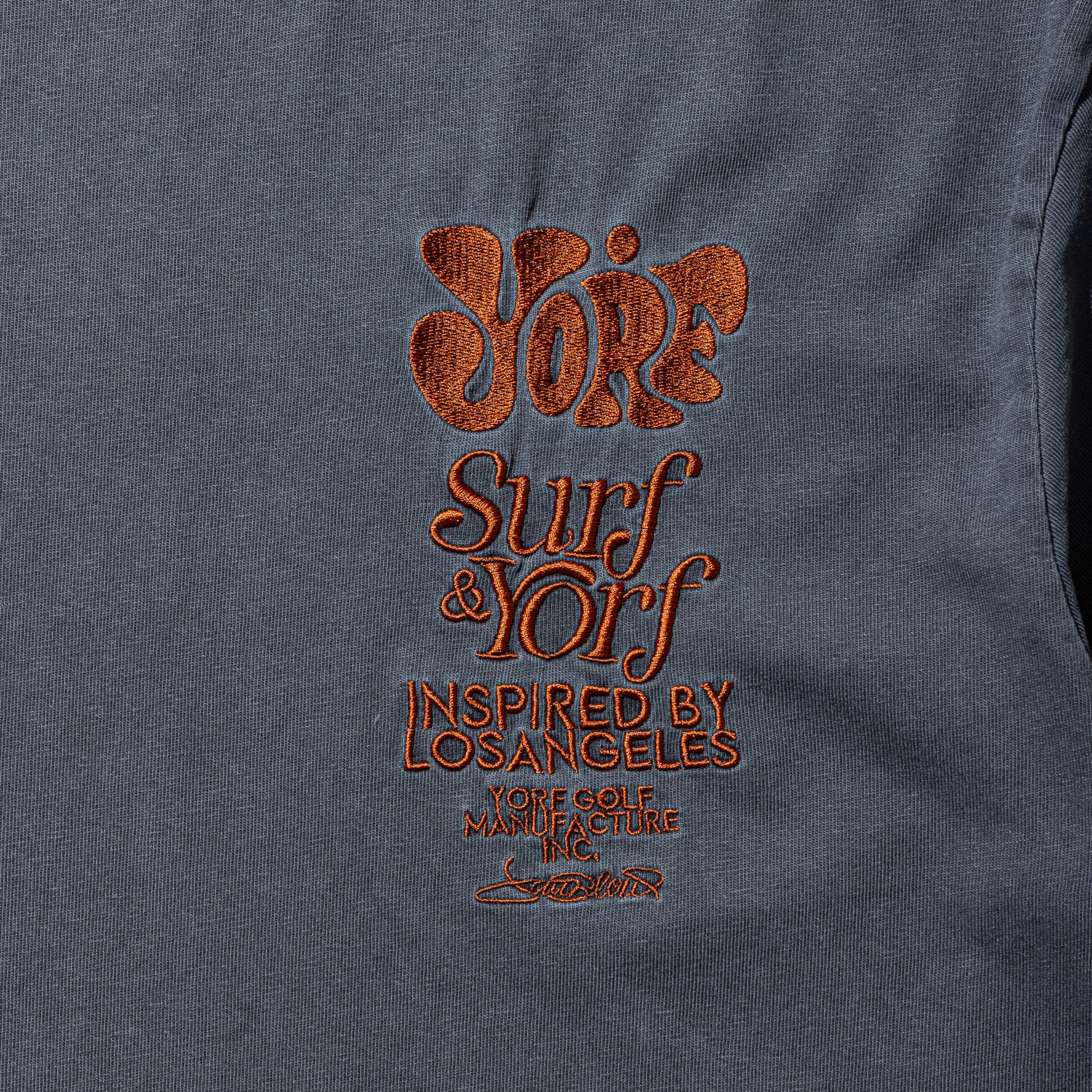 【YORF】ヴィンテージライク刺繍ロゴ Tシャツ BLACK（ZZYRF-1086110304）