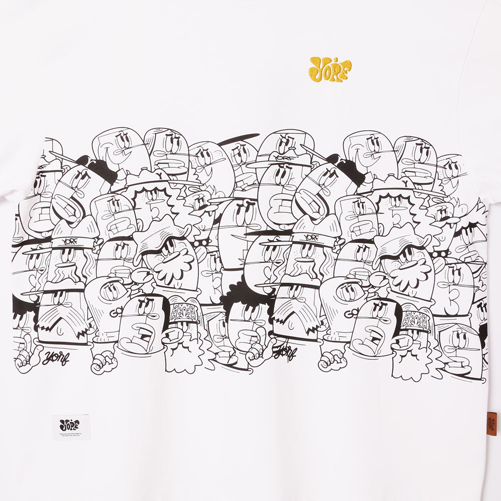 【YORF】HUMAN柄グラフィックカットソー Tシャツ WHITE（ZZYRF-1086110309）