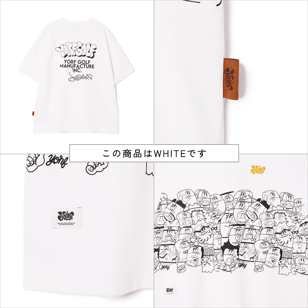 【YORF】HUMAN柄グラフィックカットソー Tシャツ BLACK（ZZYRF-1086110309）