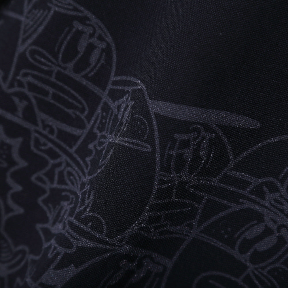 【YORF】HUMAN柄 ポロシャツ BLACK（ZZYRF-1086120303）