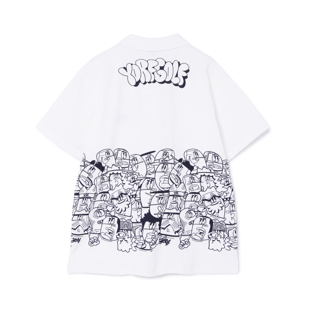 【YORF】HUMAN柄 ポロシャツ WHITE（ZZYRF-1086120303）