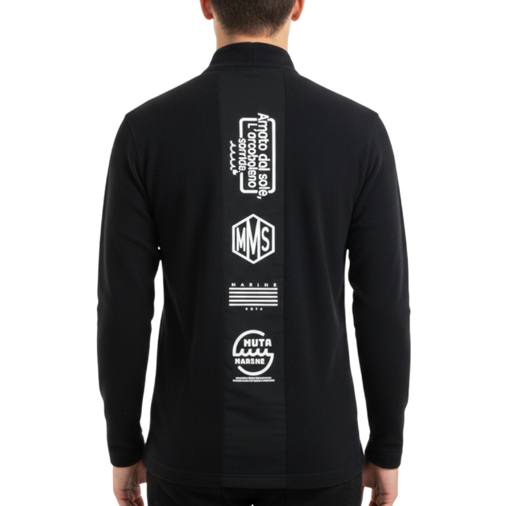 【MUTA】フリース切替モックネックプルオーバー  ブラック (MUT-MMMK-443180)