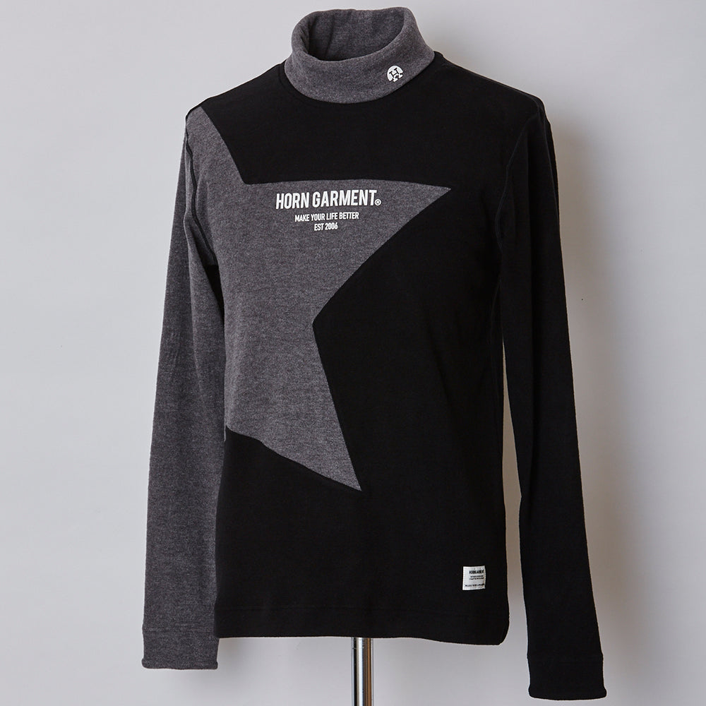 【HORN GARMENT】MEN'S Starry Micro Fleece Turtle Shirts［BLACK］（HCM-1C-AU02）